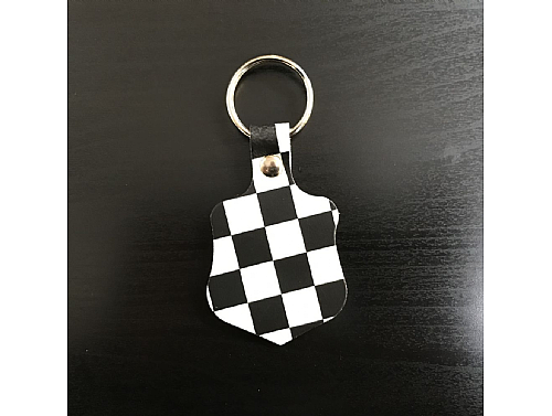 Chequered - Real Leather Key Fob - Shield
